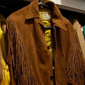 Brown suede tassel/fringe jacket